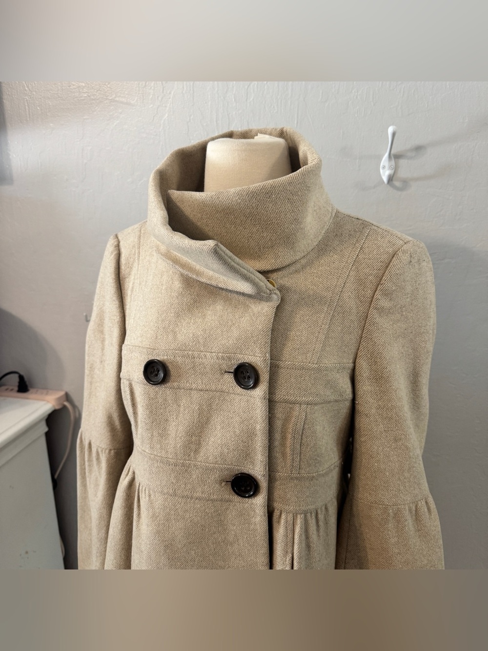 Loft Cream Peacoat with Funnel Collar - Picture 2 of 7